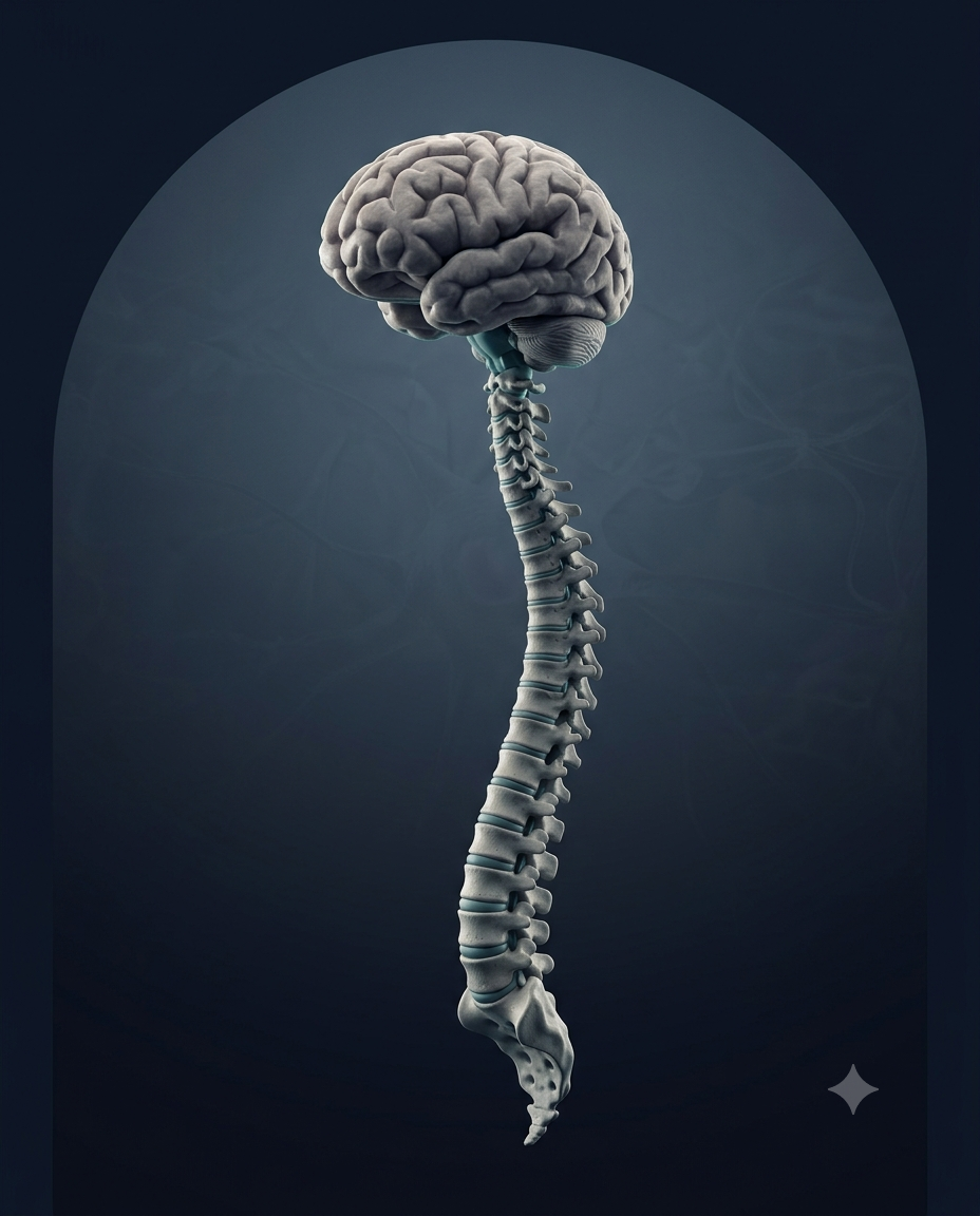 Brain and spinal column representing neurosurgical expertise